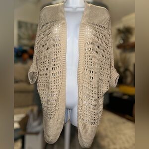 Pink Rose Tan Open-Knit Cardigan